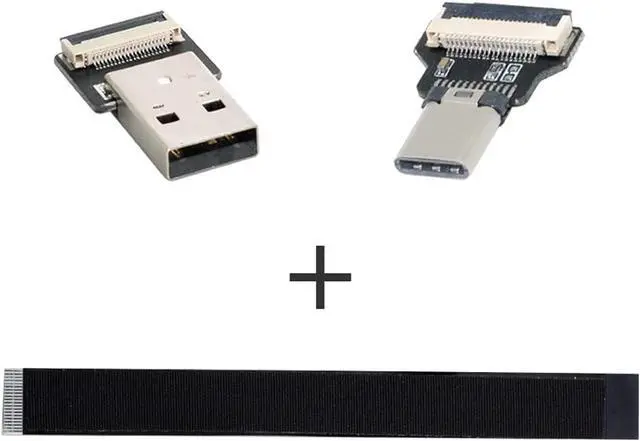 Alt view image 4 of 7 - Type-A USB 2.0 Male to Type-C USB-C Male Data Flat Slim FPC Cable 100CM for FPV & Disk & Phone