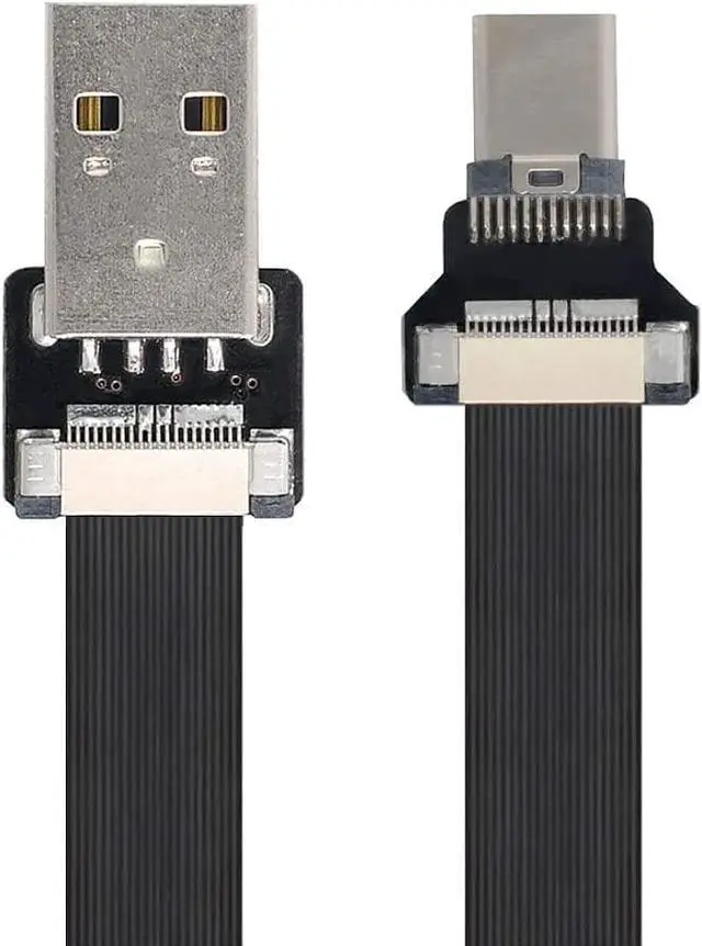 Alt view image 2 of 7 - Type-A USB 2.0 Male to Type-C USB-C Male Data Flat Slim FPC Cable 100CM for FPV & Disk & Phone