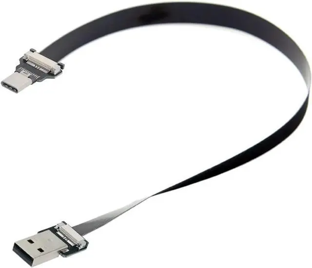 Alt view image 7 of 7 - Type-A USB 2.0 Male to Type-C USB-C Male Data Flat Slim FPC Cable 200CM for FPV & Disk & Phone