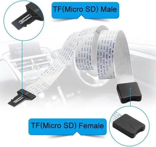Alt view image 2 of 7 - Micro-SD TF Male to TF Female Memory Card Kit Extension Soft Flat FPC Cable Extender 25cm