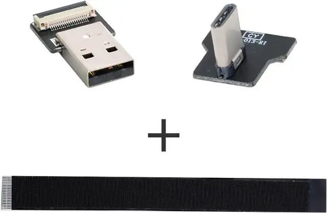 Alt view image 4 of 7 - Type-A USB 2.0 Male to Type-C USB-C Male Left Right Angled 90 Degree Data Flat Slim FPC Cable 100CM for FPV & Disk & Phone