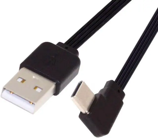 Main image of USB 2.0 Type-A Male to USB-C Type-C Male Flat Slim FPC 90 Degree Angled Data Cable for FPV & Disk & Phone 13cm