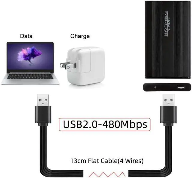 Alt view image 2 of 7 - USB 2.0 Short Flat Cable, USB 2.0 Type A Male to Male 4 Wires 5V 2A Charge Data Extension Silicone Cable 4 Wires 30AWG 13cm