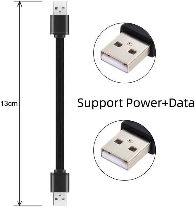 Alt view image 6 of 7 - USB 2.0 Short Flat Cable, USB 2.0 Type A Male to Male 4 Wires 5V 2A Charge Data Extension Silicone Cable 4 Wires 30AWG 13cm