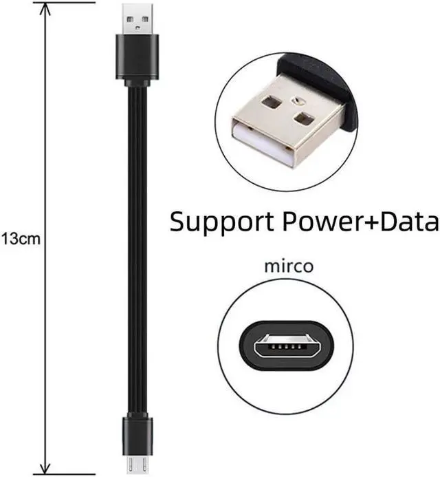 Alt view image 5 of 7 - 3 Pack USB Short Flat Cable, USB 2.0 Type A to USB C/Micro/Mini USB 4 Wires 5V 2A Charge Data Extension Silicone Cable 4 Wires 30AWG 13cm