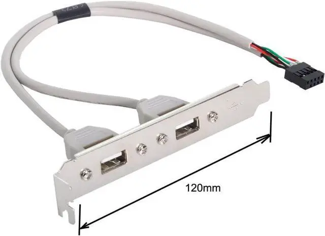 Alt view image 5 of 6 - 2 Port USB 2.0 Type A Female Screw to USB 2.0 9 Pin Motherboard Header Panel Cable with Bracket Bracket Computer Accessory Cord