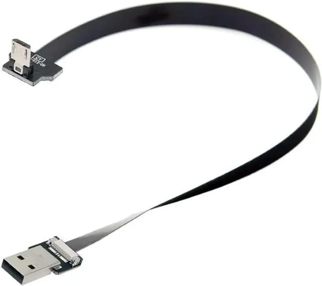 Alt view image 5 of 7 - Type-A USB 2.0 Male to Micro USB 5Pin Male Downward Angled 90 Degree Data Flat Slim FPC Cable 20CM for FPV & Disk & Phone