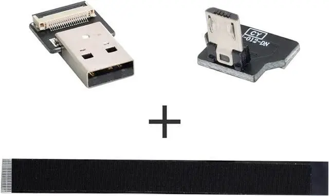 Alt view image 3 of 7 - Type-A USB 2.0 Male to Micro USB 5Pin Male Downward Angled 90 Degree Data Flat Slim FPC Cable 20CM for FPV & Disk & Phone