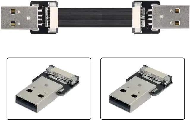 Alt view image 3 of 7 - Flat Slim FPC USB 2.0 Type-A Male to USB 2.0 Type-A Male Data Cable for FPV & Disk & Scanner & Printer 20CM