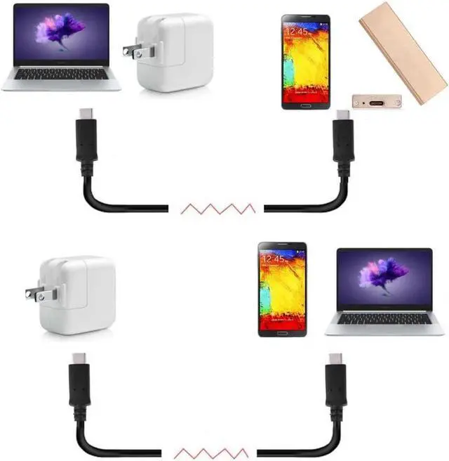 Alt view image 3 of 6 - USB C Cable,USB Type C Male to Male Extension Cable for Phone Tablets Hard Drives Laptop 0.3m