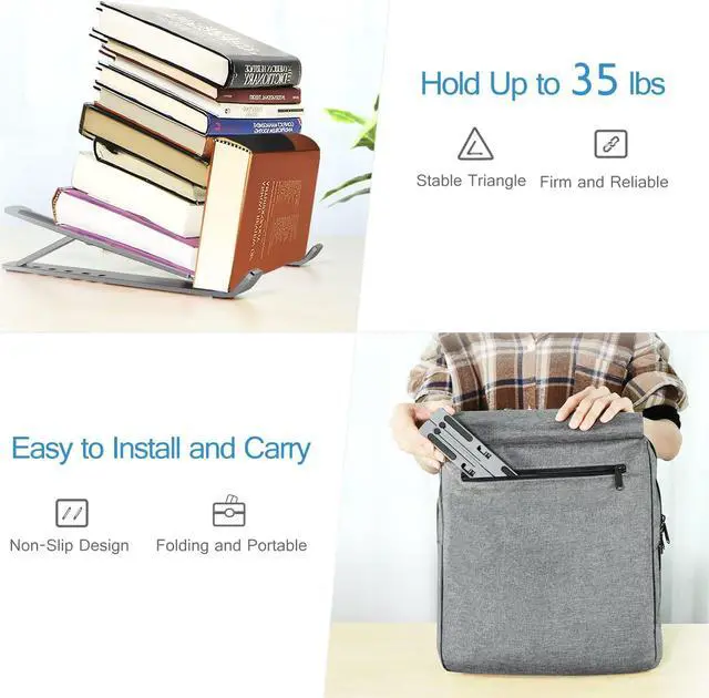 Alt view image 6 of 7 - Laptop Stand, Laptop Holder Riser Computer Tablet Stand, 6 Angles Adjustable Aluminum Ergonomic Foldable Portable Desktop Holder Compatible with MacBook,iPad, HP, Dell, Lenovo 10-15.6\u201d Gray