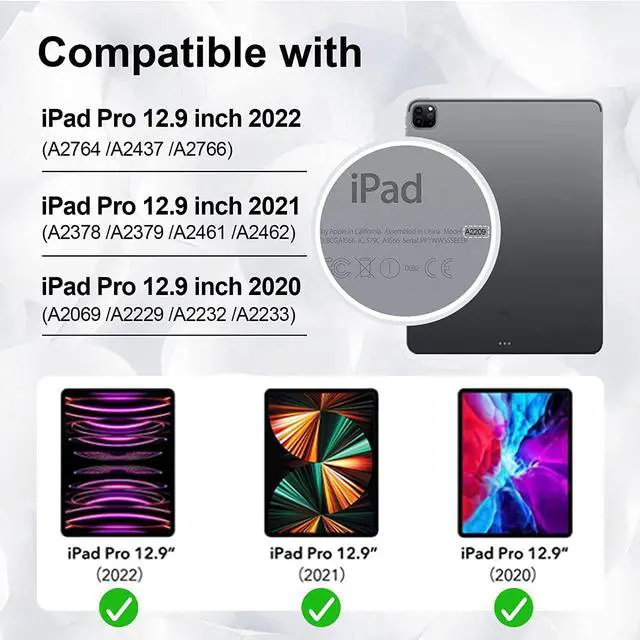 Alt view image 2 of 6 - iPad Pro Case 12.9 6th/5th/4th Generation with Pencil Holder | Heavy Duty Hybrid Dropproof Rugged Protection Hard Cover W/Screen Protector Shoulder Strap for iPad Pro 12.9 2022/2021/2020/2018