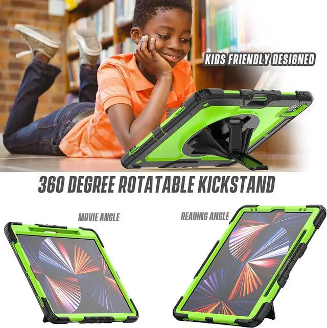 Alt view image 3 of 6 - iPad Pro Case 12.9 6th/5th/4th Generation with Pencil Holder | Heavy Duty Hybrid Dropproof Rugged Protection Hard Cover W/Screen Protector Shoulder Strap for iPad Pro 12.9 2022/2021/2020/2018