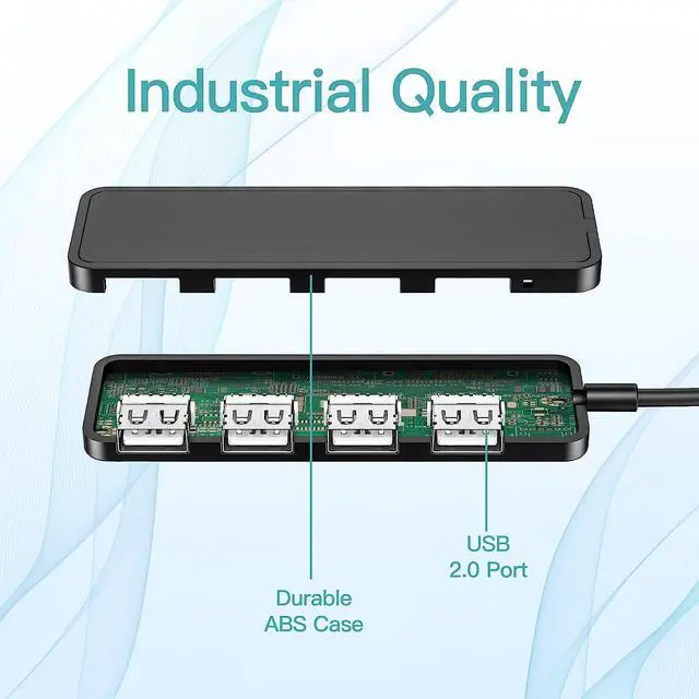 Alt view image 5 of 7 - USB Hub USB Splitter USB 4-Port Adapter USB Extender for for Laptop PC MacBook Mac Pro Mac Mini iMac Surface Pro and More (Black-USB 2.0/0.3m)