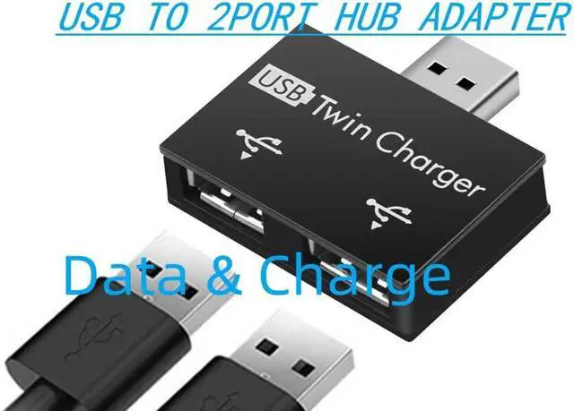 Alt view image 5 of 5 - USB Hub Adapter, 2Port Hub Ultra Slim Portable USB Splitter for Surface Pro, Notebook PC, iMac Pro, MacBook Air, Mac Mini/Pro, Laptop, USB Flash Drives,Data and Charging (Black)