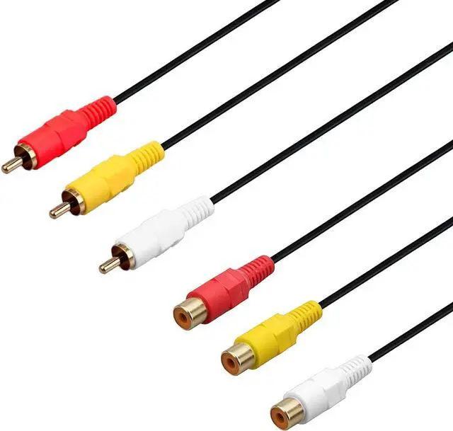 Alt view image 2 of 5 - RCA Extension Cable - Gold Plated 3 RCA Male to 3 RCA Female Audio Video Extension Cable 3RCA Male to Female Audio Composite Extension Video Cable DVD CD AV TV (15ft/4.5m)