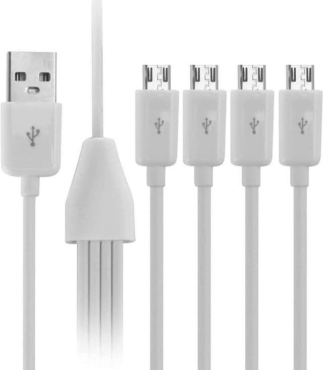 Alt view image 2 of 3 - Multi Micro USB Charging Cable, 4 in 1 USB 2.0 A Male to 4 Micro USB Male,Micro USB Splitter Cable (White 0.5M)