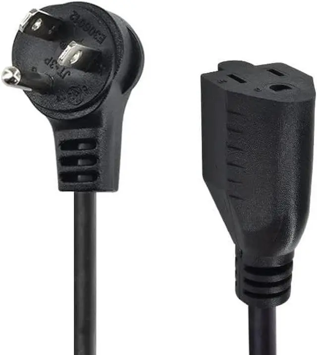 Alt view image 2 of 4 - Extension Cord,Flat Plug, 3 Prong Power Cord 16AWG/125V/1625W Short Extension Cable, for Indoor and Outdoor ,1 Ft/0.3m Black