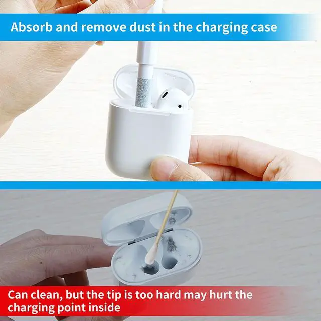 Alt view image 4 of 7 - Cleaning Pen Kit, Airpod Cleaning Kit, Multifunctional Earbuds Cleaning Pen for Bluetooth Earphones Case Dust Removal, Cleaning Tools for Airpods Earphones Keyboards Phone Compute Camera