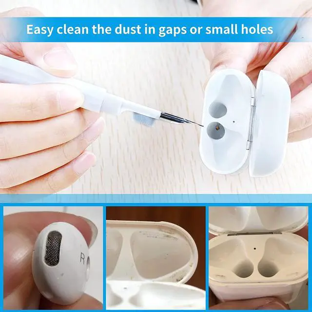 Alt view image 5 of 7 - Cleaning Pen Kit, Airpod Cleaning Kit, Multifunctional Earbuds Cleaning Pen for Bluetooth Earphones Case Dust Removal, Cleaning Tools for Airpods Earphones Keyboards Phone Compute Camera