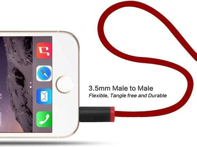 Alt view image 3 of 4 - Replacement Audio Cable Cord Wire with in-line Microphone and Control + OEM Replacement Leather Pouch/Leather Bag for Beats by Dr Dre Headphones Solo/Studio/Pro/Detox/Wireless/Mixr/Executive (red)