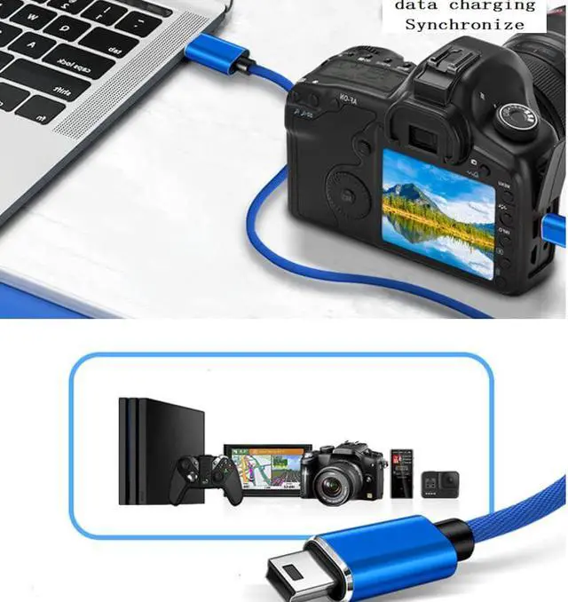 Alt view image 3 of 4 - USB C to Mini USB Cable,Quick Charger Data Sync OTG Cord for Hero 3+/PS3/Controller/Canon/GPS/Macbook Mobile and More (Blue 1m)