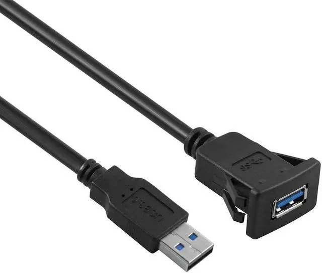 Main image of Flush Mount USB Cable,Square Single Port USB 3.0 Panel Flush Mount Extension Cable with Buckle for Car, Boat, Motorcycle,6FT/1.8M