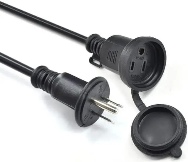 Main image of Outdoor Power Outlet,Weatherproof Waterproof Rubber Cover,Short Power Extension Cord,16AWG/13A,3 Prong Male Plug to Female Extension Cable 1ft/30cm