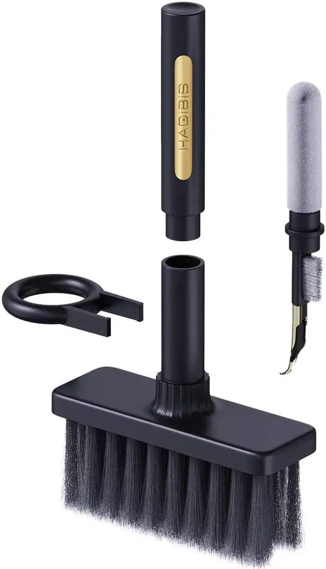 Main image of Hagibis Cleaning Soft Brush Charcoal Infused Bristles Keyboard Cleaner 5-in-1 Multi-Function Cleaning Tools Kit Corner Keycap Puller Remover Multi Brush for PC Laptop Airpods Pro Camera Lens (Black)