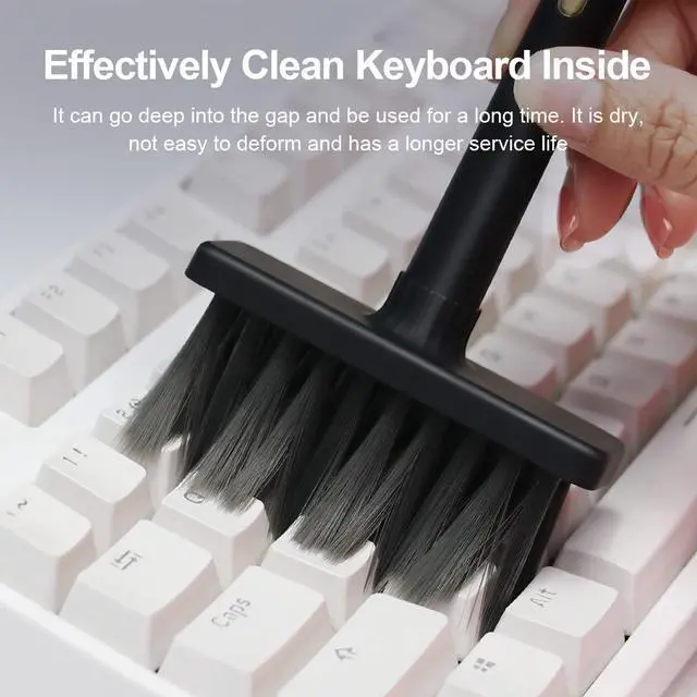 Alt view image 4 of 7 - Hagibis Cleaning Soft Brush Charcoal Infused Bristles Keyboard Cleaner 5-in-1 Multi-Function Cleaning Tools Kit Corner Keycap Puller Remover Multi Brush for PC Laptop Airpods Pro Camera Lens (Black)