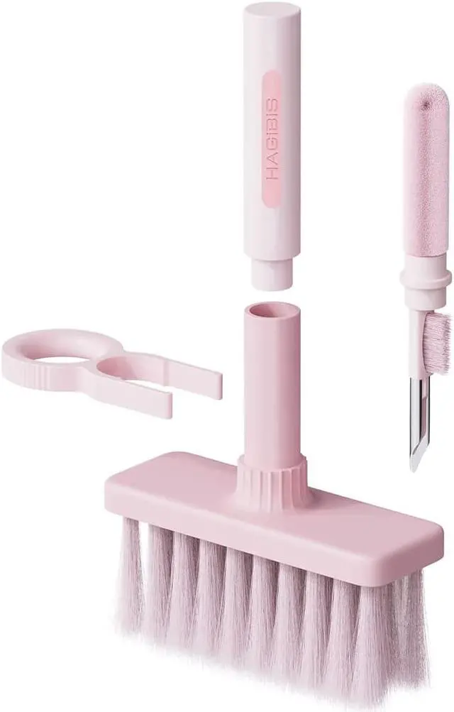 Main image of Hagibis Cleaning Soft Brush Keyboard Cleaner 5-in-1 Multi-Function Computer Cleaning Tools Kit Corner Gap Duster Keycap Puller Remover Multi Brush for PC Laptop Airpods Pro Camera Lens (Pink)