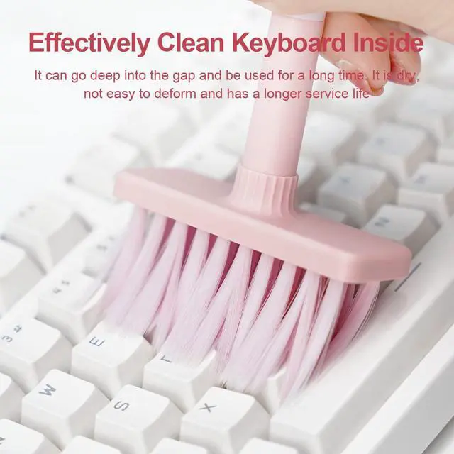 Alt view image 4 of 7 - Hagibis Cleaning Soft Brush Keyboard Cleaner 5-in-1 Multi-Function Computer Cleaning Tools Kit Corner Gap Duster Keycap Puller Remover Multi Brush for PC Laptop Airpods Pro Camera Lens (Pink)