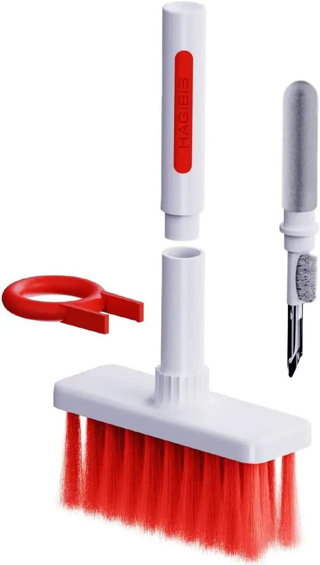 Main image of Hagibis Cleaning Soft Brush Keyboard Cleaner 5-in-1 Multi-Function Computer Cleaning Tools Kit Corner Gap Duster Keycap Puller for Bluetooth Earphones Lego Laptop Airpods Pro Camera Lens (Red)