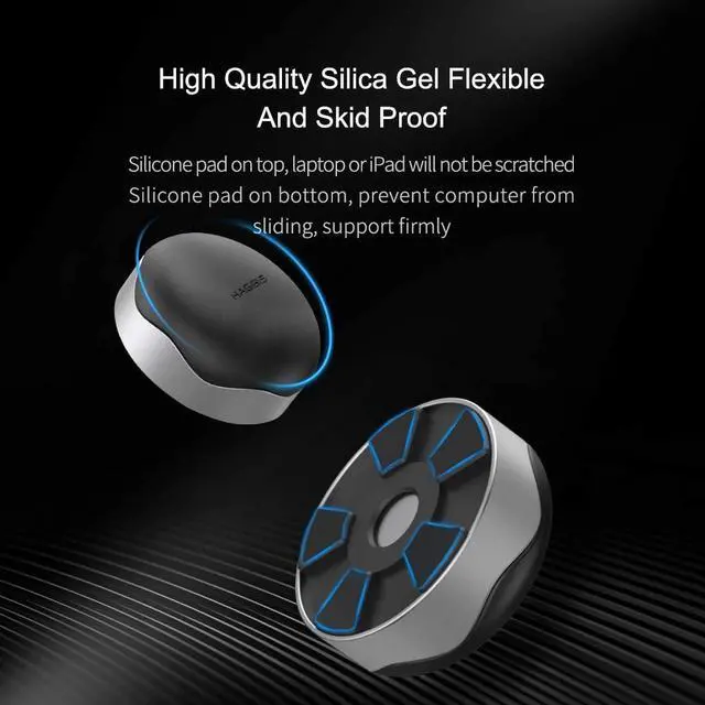 Alt view image 5 of 7 - Laptop Cooling Pad, Hagibis Ergonomic Laptop Stand Small Invisible Cooler Ball Portable Magnetic Foot Heat for MacBook Pro Computer