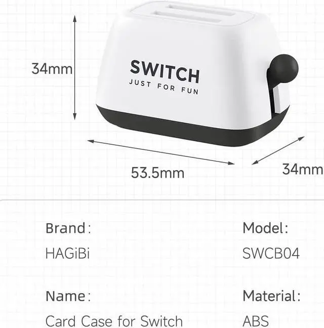Alt view image 7 of 7 - Hagibis Switch Game Case Holder Compatible with Nintendo Switch Games Cards, Portable Cute Toaster Strorage Holder Storage 2 Switch Game Cartridge (White)