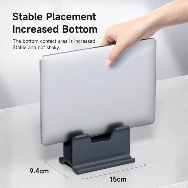 Alt view image 3 of 7 - Hagibis Vertical Laptop Stand Desktop for Desk Gravity Locking Holder Dock Save Space Improves Airflow for MacBook Pro, Mac Mini, Surface, HP, Dell, Chrome Book (Gen2 White)