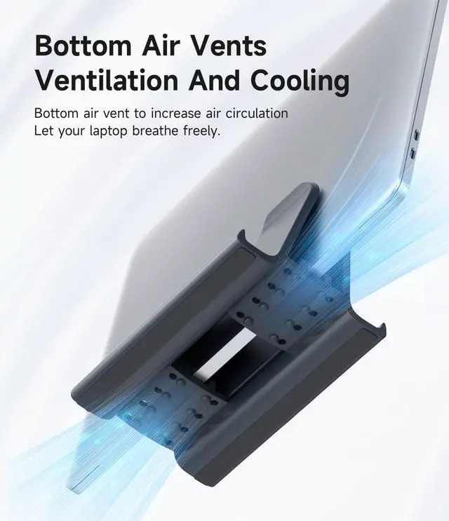 Alt view image 4 of 7 - Hagibis Vertical Laptop Stand Desktop for Desk Gravity Locking Holder Dock Save Space Improves Airflow for MacBook Pro, Mac Mini, Surface, HP, Dell, Chrome Book (Gen2 White)