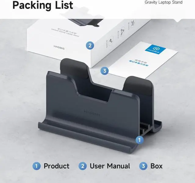 Alt view image 7 of 7 - Hagibis Vertical Laptop Stand Desktop for Desk Gravity Locking Holder Dock Save Space Improves Airflow for MacBook Pro, Mac Mini, Surface, HP, Dell, Chrome Book (Gen2 White)