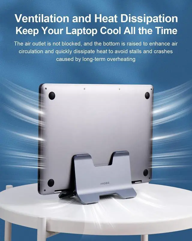 Alt view image 3 of 7 - Hagibis Vertical Laptop Stand Desktop for Desk Gravity Locking Holder Dock Save Space Improves Airflow for MacBook Pro, Mac Mini, Surface, HP, Dell, Chrome Book (Grey Alloy)