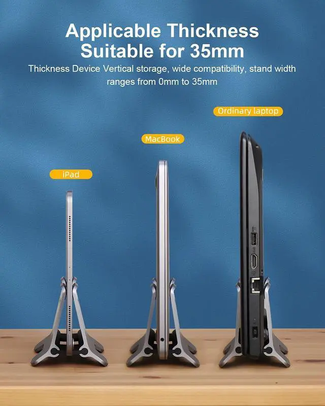 Alt view image 6 of 7 - Hagibis Vertical Laptop Stand Desktop for Desk Gravity Locking Holder Dock Save Space Improves Airflow for MacBook Pro, Mac Mini, Surface, HP, Dell, Chrome Book (Grey Alloy)
