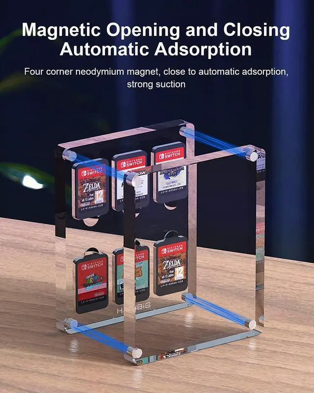 Alt view image 4 of 7 - Hagibis Game Card Case for Nintendo Switch, 6 Cartridge Slots Holder Protective Shockproof Display Cabinet, Transparent Acrylic Game Storage Box for Switch NS NX (6 Slots)