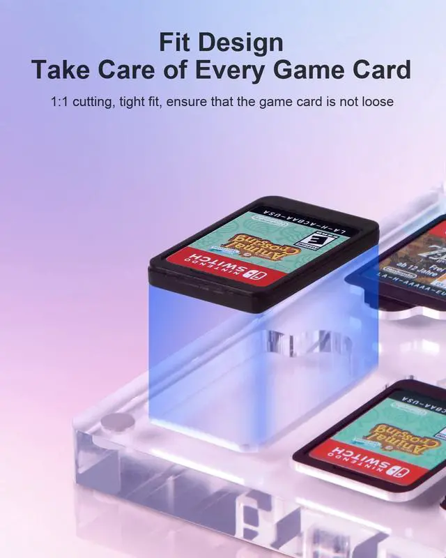 Alt view image 3 of 7 - Hagibis Game Card Case for Nintendo Switch, 21 Cartridge Slots Holder Protective Shockproof Display Cabinet, Transparent Acrylic Game Storage Box for Switch NS NX (21 Slots)