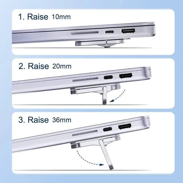 Alt view image 2 of 7 - Hagibis Laptop Stand Adjustable Height for Desk, Portable Invisible Laptop Riser, Ergonomic Laptop Mount Keyboard Kickstand Aluminum Cooling Pad for MacBook Pro Air, 12-17 inch Tablet Laptop (Silver)