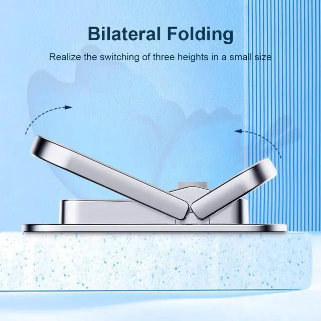 Alt view image 3 of 7 - Hagibis Laptop Stand Adjustable Height for Desk, Portable Invisible Laptop Riser, Ergonomic Laptop Mount Keyboard Kickstand Aluminum Cooling Pad for MacBook Pro Air, 12-17 inch Tablet Laptop (Silver)