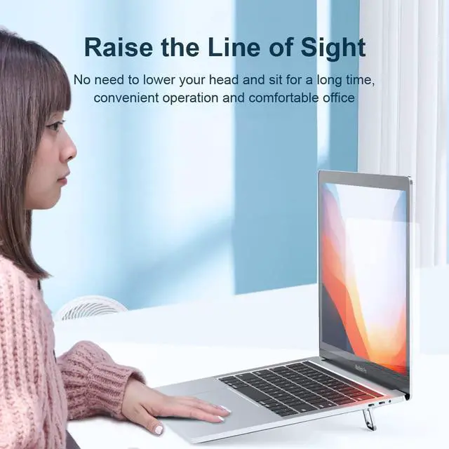 Alt view image 6 of 7 - Hagibis Laptop Stand Adjustable Height for Desk, Portable Invisible Laptop Riser, Ergonomic Laptop Mount Keyboard Kickstand Aluminum Cooling Pad for MacBook Pro Air, 12-17 inch Tablet Laptop (Silver)