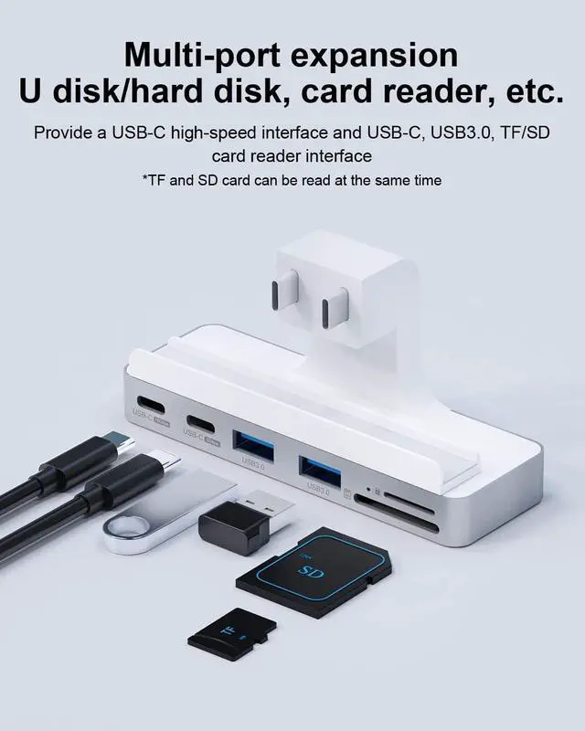 Alt view image 4 of 7 - Hagibis iMac Hub with USB C 3.1, USB 3.0 Ports and SD/Micro SD Card Reader, USB-C Clamp Hub USB C Docking Station for 2021 iMac 24 inch (Without HDMI)
