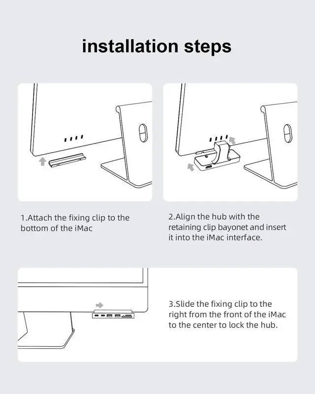 Alt view image 5 of 7 - Hagibis iMac Hub with USB C 3.1, USB 3.0 Ports and SD/Micro SD Card Reader, USB-C Clamp Hub USB C Docking Station for 2021 iMac 24 inch (Without HDMI)