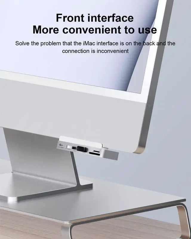Alt view image 3 of 7 - Hagibis iMac Hub with USB C 3.1, USB 3.0 Ports and SD/Micro SD Card Reader, USB-C Clamp Hub USB C Docking Station for 2021 iMac 24 inch (Without HDMI)