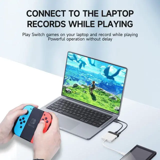 Alt view image 4 of 7 - Hagibis 2 in 1 Switch Dock with HDMI Video Capture Card for Nintendo Switch OLED, Portable TV Docking Station with 4K HDMI, 1080P Capture Card, PD and USB Port Type C to HDMI TV Adapter (Black White)