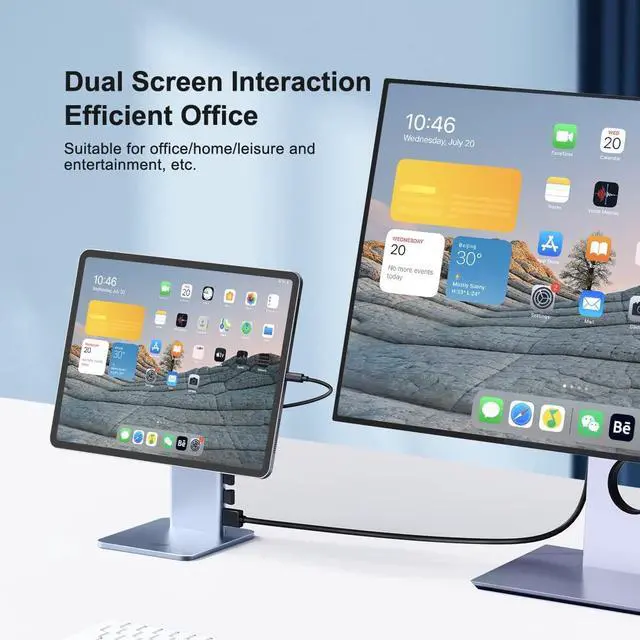Alt view image 5 of 7 - Hagibis Foldable Magnetic iPad Stand with Docking Station, Adjustable Holder with 4K@60Hz HDMI, 60W PD, USB 3.0 and SD/Micro SD Hub for Apple iPad Pro 12.9\u201d 3rd/4th/5th (12.9\u201d with Hub)